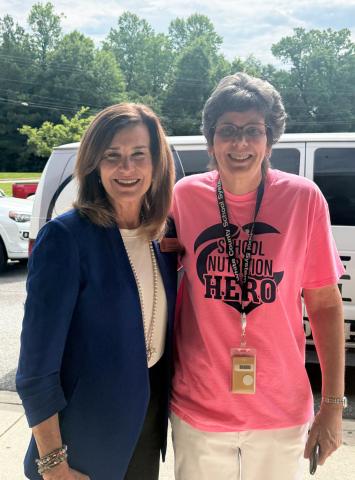 Georgia Department of Education Deputy Superintendent of School Nutrition Dr. Linette Dodson, left, observed the White County School System's summer meal program in June. School Nutrition Director Abby Rowland is at right. SUBMITTED PHOTO 