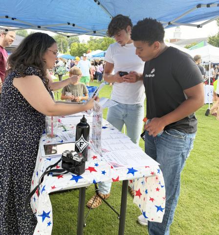 Shannon LaCava speaks with White County voters about candidates from both parties running in the upcoming elections. SUBMITTED PHOTO 