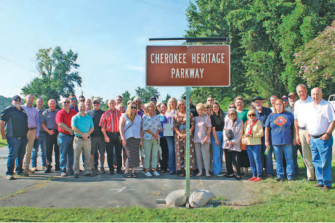 Members of the Georgia Tribe of Eastern Cherokee, County officials and the general public gathered last month to officially dedicate the portion of Auraria Road inside Lumpkin County as the Cherokee Heritage Parkway. KEITH MURDEN/CNI NEWS SERVICE