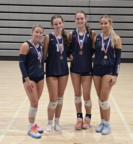 White County volleyball players, from left, Addi Conner (second team), Kalynn Watkins (second team), Mya Palmer (first team) and Daylee Barrett (first team) were named to the 6-AAAA All-Region team. MARK TURNER/WCN