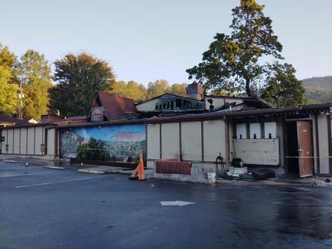 Visible damage of Cowboys and Angels in Helen following a fire early in the morning on Oct. 15. PHOTOS BY DENISE ETHERIDGE/WCN