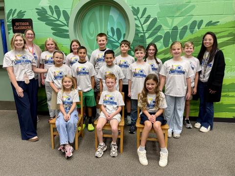 MYES teacher Kaylee Lusk, counselor Wendy Cook and teacher Bre Jones stand with Lighthouse Leaders at Mt. Yonah Elementary School. Front row from left are students: Lennon Kate Bardenwerper, Memphis Hunter and Hazel Garrison. Middle row from left: Lusk, Chelsea Taylor, Becket Wilson, Banler Wilson, Sean Johnson and Lillian Carter. Back row from left: Jones, Kaelyn Coker, Bravely Lisk, Maverick Fincher, Holsten Ogden, Everest Westmoreland, Clay Eason and Cook. SUBMITTED PHOTO