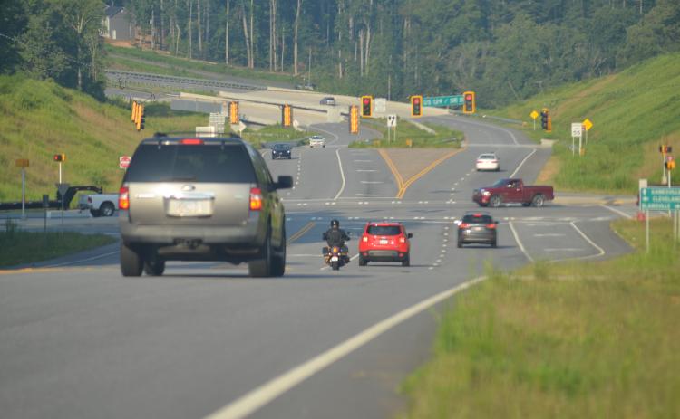 The Georgia Department of Transportation has selected a contractor for the third phase of widening for the Cleveland Bypass, which will run extend from U.S. 129 north of Cleveland (pictured) down Hulsey Road to Ga. 75 (Helen Highway). Phase 2 of the bypass, shown in the background, opened in July 2017. (Photo/Wayne Hardy)