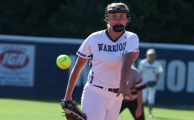 Liana O'Kelly delivers a pitch last week during the Lady Warriors' win over Chestatee. (Photos/Staci Sulhoff)