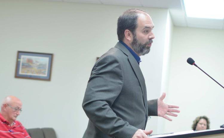 TMU’s Dr. Jason Graffagnino speaks to commissioners Oct. 28. (Photo/Wayne Hardy)