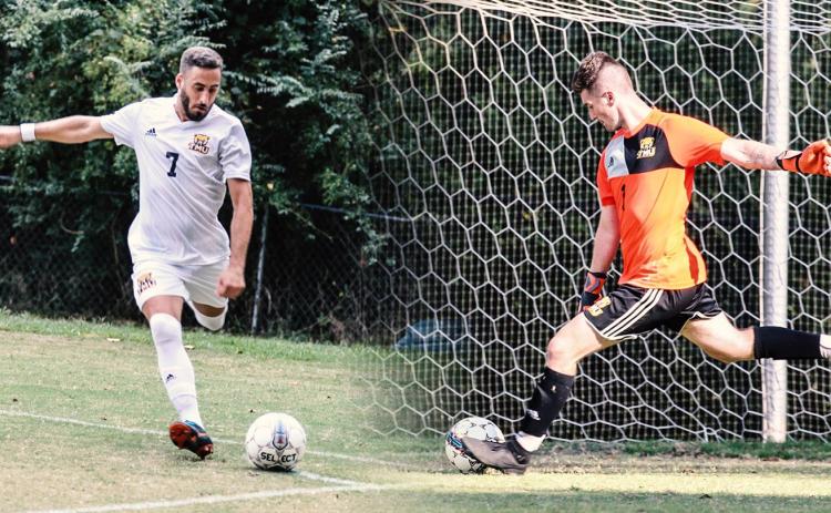 Javier Rodriguez, left, and Evan Gaffney both earned All-Conference honors this season. (Photo/TMU Athletics)