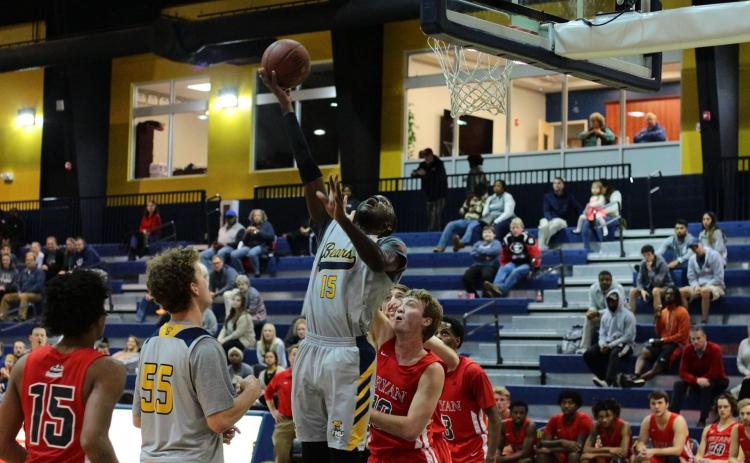 Enocka Franky, No. 15, had 22 points and nine rebounds in the Bears' win over Toccoa Falls College last week. (Photos/TMU Athletics)