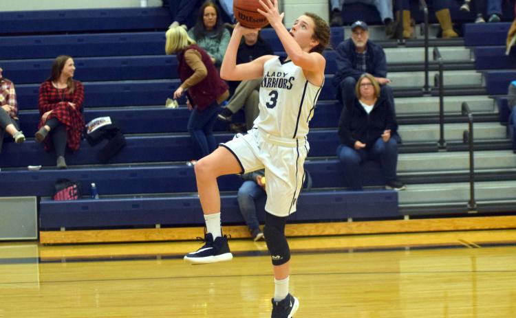 Paisley Cathey, right, and the WCMS seventh-grade girls team will try to close out a perfect season this week with a Mountain League tournament title. (Photo/Mark Tuner)