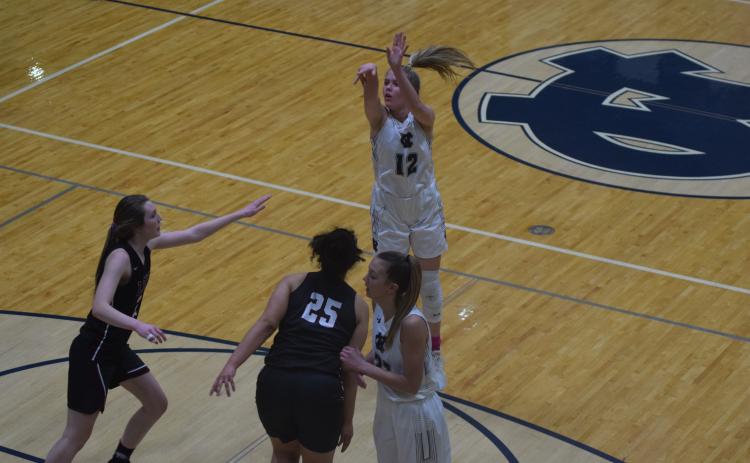Senior Bentley Cronic scored a game-high 24 points in the opening round of the GHSA girls' state tournament. (Photo/Mark Turner)