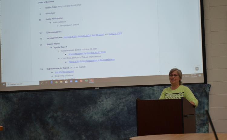 Robyn Addison spoke to the Board of Education about the process of getting put on the agenda. (Photo/Stephanie Hill)