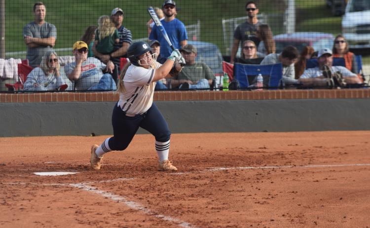 Cree Cantrell had a three-run home run in the Lady Warriors' win over Dawson County last week. (Photo/Mark Turner)