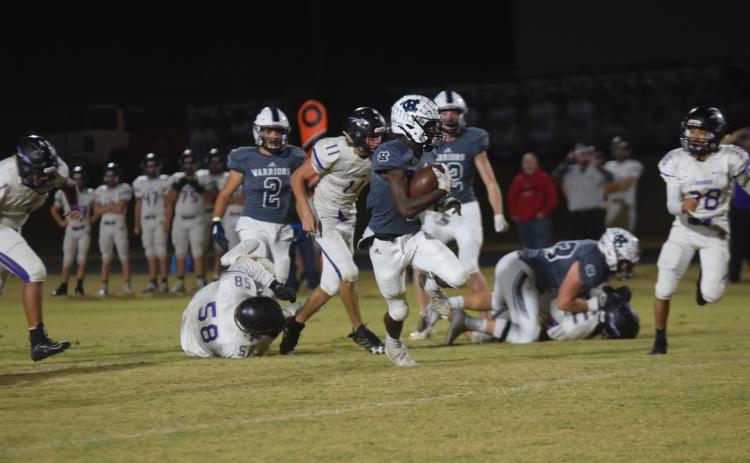 Junior running back Silas Mulligan accounted for four touchdowns in the 49-13 region win over Lumpkin County last Friday in Cleveland. (Photo/Mark Turner)