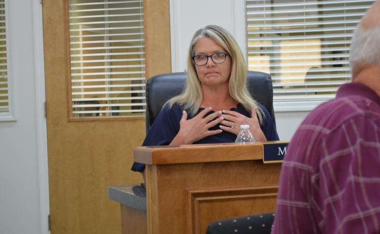 White County Board of Education Chair Missy Jarrard spoke at a July 29 meeting to say Critical Race Theory is not taught in the school system. (Photo/Stephanie Hill)