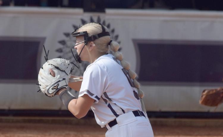 Annika Vandiver pitched a shutout Monday against Gilmer County, and had a grand slam Tuesday in the the Lady Warriors' win over West Hall. (Photo/Mark Turner)