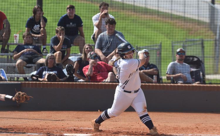 Cree Cantrell had a two-run home run in the Lady Warriors' win over West Hall last week in Oakwood. (Photo/Mark Turner)