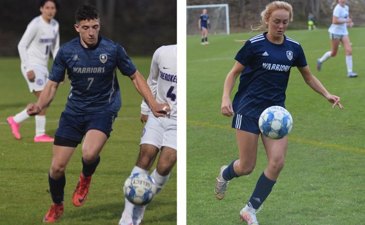 Cohen Cantrell (left) led the Warriors in scoring last season and will key the attack again this spring. Hazen Ramey (right), the Lady Warriors' all-time leading scorer, and the Lady Warriors will be one of the top teams in Class AAA this spring. (Photos/Mark Turner)