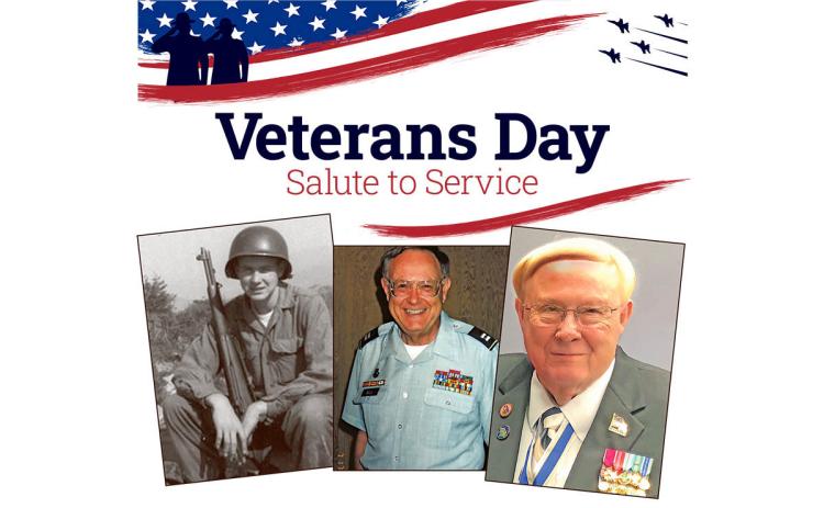 Ron Hill through the years — April 1953 at Outpost Harry in the Korean War,  July 1991 at his return home from Desert Storm and, more recently, the veteran and volunteer.