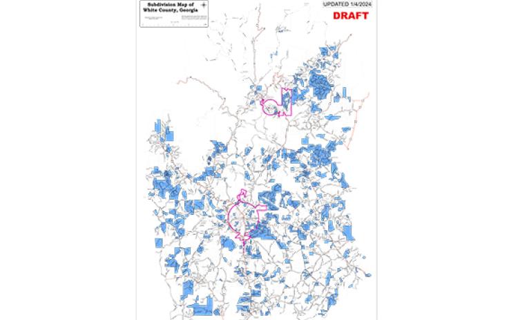 The latest version of a map prepared by the county government shows subdivisions located in the county.