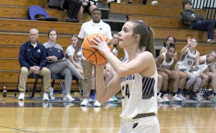 Zoe Burkett put up a shot Tuesday night during the Lady Warriors' win over Gilmer. (Photo/Eli Shoemake)