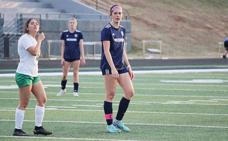Adelynn Knight had a pair of goals on penatly kicks as the Lady Warriors posted a 2-1 win over Gilmer last Friday in Ellijay, to secure  a  spot in the Class AAA state tournament. (Photo/Mark Turner)