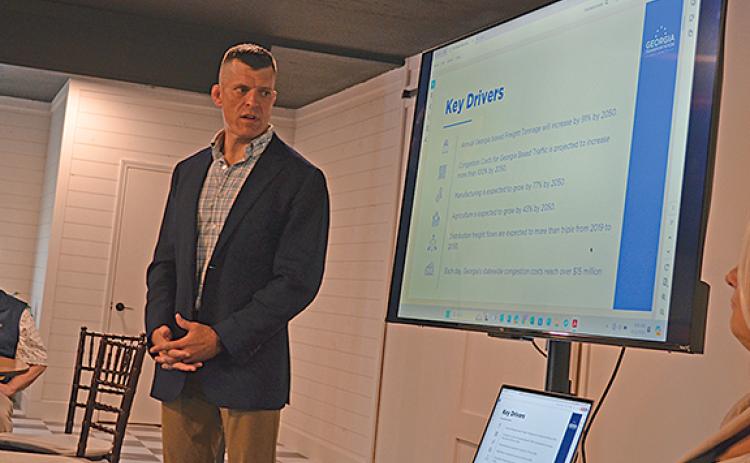 Seth Millican of the Georgia Transportation Alliance presents the key drivers for growth impacting the state’s transportation needs. (Photo/Samantha Sinclair)