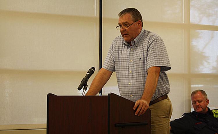 City Finance Director John Solmon speaks before the Cleveland City Council regarding commercial dumpsters on Tuesday. (Photo/Eric Tiongson)