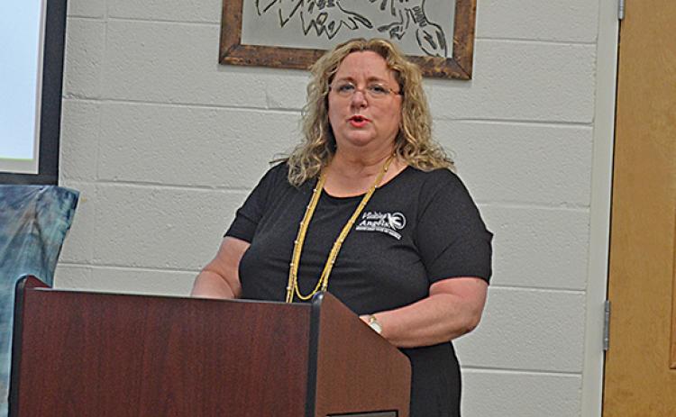 Susie Murray, who has a child at White County High School, shares her suggestions for school safety at the White County Board of Education meeting Tuesday morning. (Photo/Samantha Sinclair)