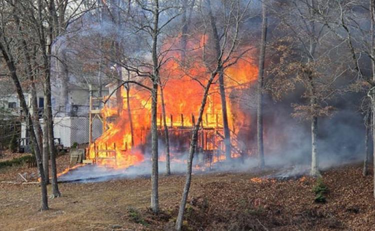 This structure fire at Mountain Lakes was one of four fires reported within White County between Dec. 7 and 8. (Photo/submitted)