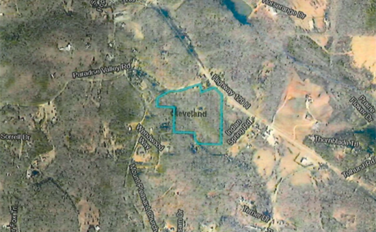An overhead view of the land re-zoned by the county, with the Lomaxes' land highlighted. (Photo/White County)
