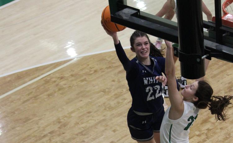Kylie Watkins tries to score from close range during the region battle with Pickens last Friday night in Jasper. (Photo/Mark Turner)