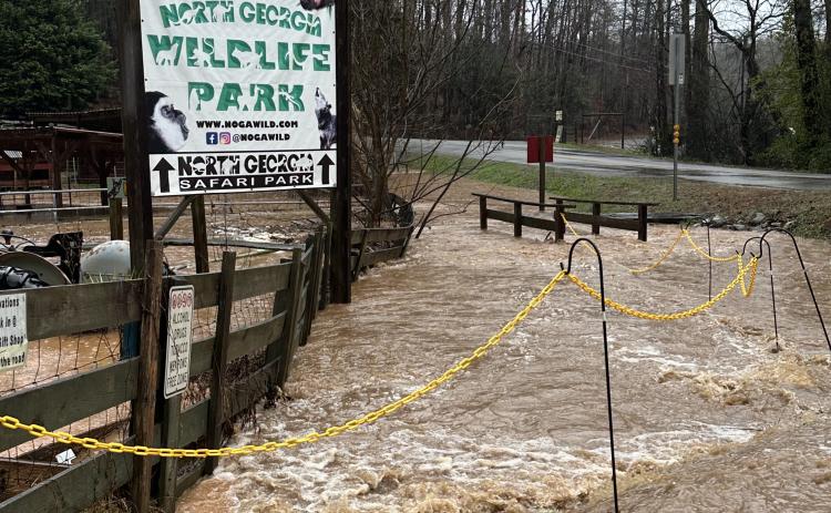 Flooding caused by heavy rainfall on Saturday, Jan. 10 im- pacted North Georgia Wildlife & Safari Park in Cleveland,  forcing the park to shut down for a day. SUBMITTED PHOTO
