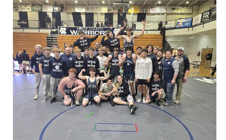 The Warriors celebrated moments after securing a state tournament berth last Saturday at the Region 6-AAA tournament in Cleveland. The Warriors beat North Hall in the match for second place to earn the state spot along with Dawson County, the 6-AAA champions. MARK TURNER/WCN