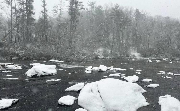 Donnie Filaski photographed river rocks capped with snow.
