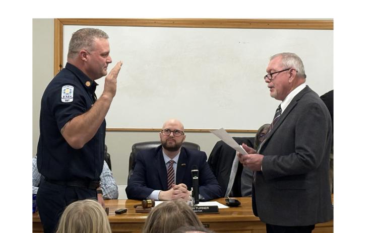 Jason Bryant was sworn in as City of Cleveland Fire Chief by Judge Garrison Baker at the Feb. 2 Cleveland City Council meeting. CARLY HENDERSON/WCN