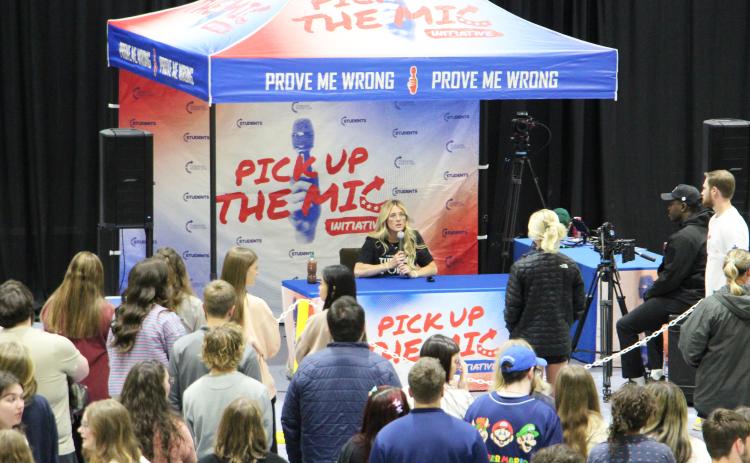 Riley Gaines is a conservative political activist and former collegiate swimmer. Gaines was hosted by TMU’s Turning Point USA chapter for the “Pick Up the Mic: Ask Me Anything with Riley Gaines” event on March 24. CARLY HENDERSON/WCN
