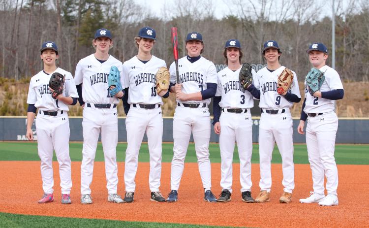 The senior members of the WCHS baseball team will be honored tonight during the regular season home finale against Johnson. Members of the Class of 2026 are, from left, Carter Nguyen, Jackson Krilla. Wyatt Powell, Alex Freeman, Josh Adams, Eppi Rodriguez and Cooper Garrett. STACI SULHOFF/SPECIAL
