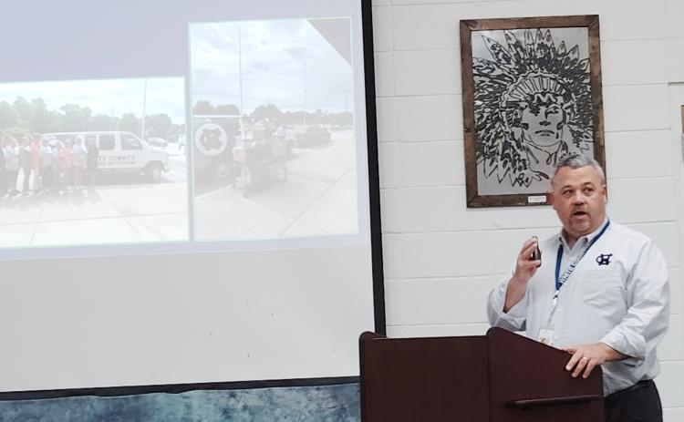 New Chief of School Safety and Operations Matt Stowers informs the school board that the summer feeding program has served 40,000 meals to local children so far this summer. DENISE ETHERIDGE/WCN