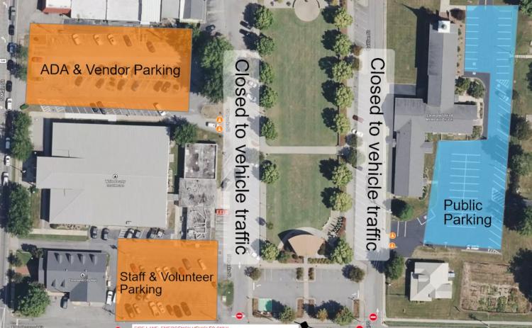 This graphic shows where people can park during the Run for Freedom 5K in downtown Cleveland on July 4. An additional map for local America 250 events can be found on page 7A. SUBMITTED GRAPHIC