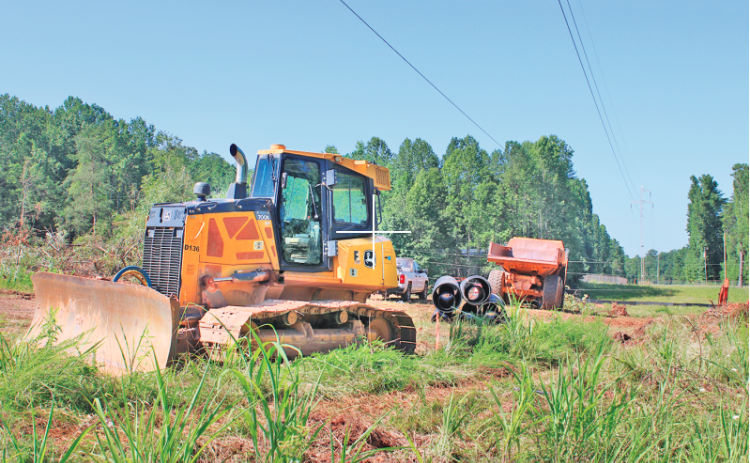 Construction vehicles and equipment can be seen at the future site of the Lumpkin County Veterans Cemetery on Blackburn Road.