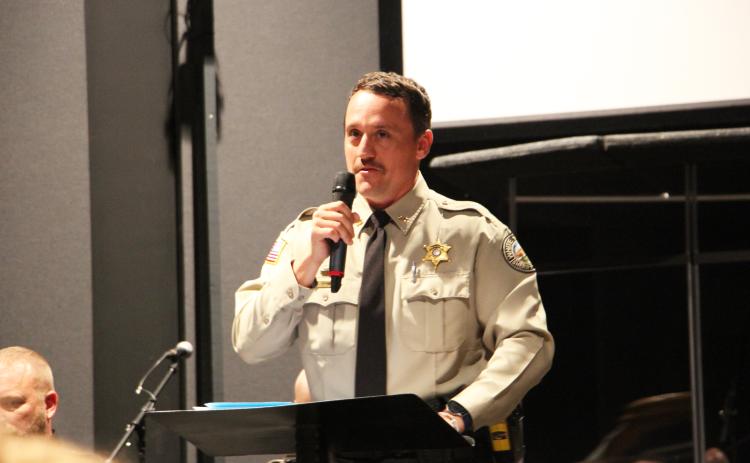 SRO Travis Ramey with the White County Sheriff's Office welcomes attendees to the WCJLEA Week 2 graduation. PHOTOS BY CARLY HENDERSON/WCN