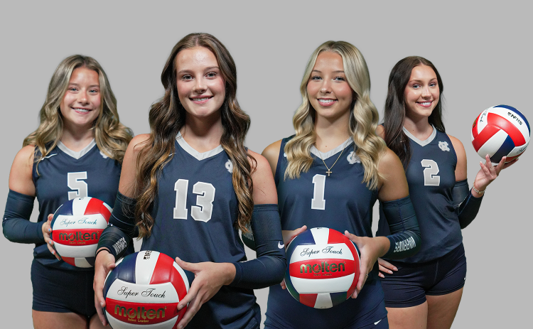 WCHS seniors, from left, Addi Conner, Kalynn Watkins, Daylee Barrett and Brielle Black will try to the lead the team back to state. WCHS Volleyball Preview cover photo Jaxon Hattaway/Warrior TV