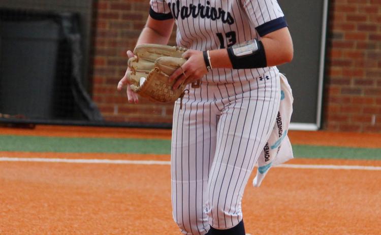 Addy Harris got the pitch start in the circle when the Lady Warriors opened the Class AAAA state tournament series with Ridgeland Wednesday in Rossville.